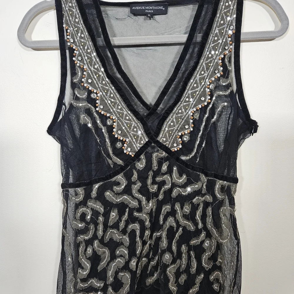 Avenue Montaigne Black and Silver Embellished Women's Top